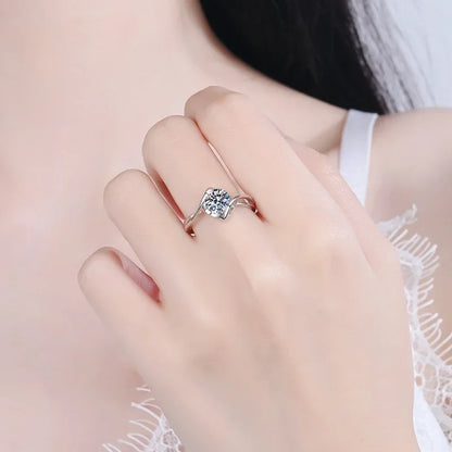 Wedding Band Fine Jewelry Platinum PT950 Rings for Women Engagement Moissanite Diamond VVS1 D Color 0.5/1ct Girl Valentine's Day