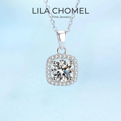 Colar de ouro branco 18K para noivado, joias finas para casamento, pingente de diamante de moissanita 1CT PT950, presente de aniversário para meninas