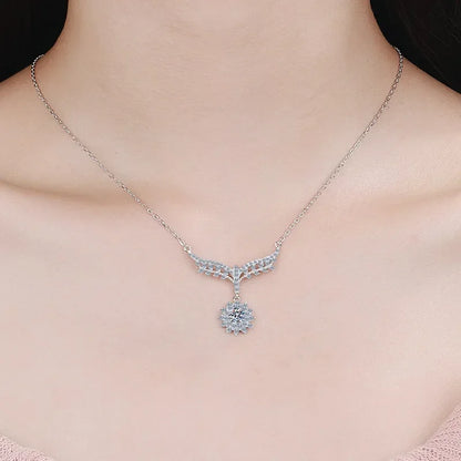 Engagement Jewelry White Gold 18K Women Wedding Necklaces 0.5CT Moissanite Diamond Pendant Birthday Gift Girl Valentine's Day