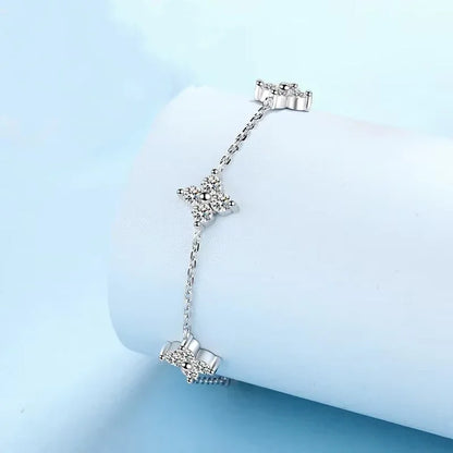 Pulseiras femininas de ouro branco 18K para noivado, casamento, 2 quilates, moissanita, diamante, menina, PT950, platina, presente de aniversário para filha, joias finas