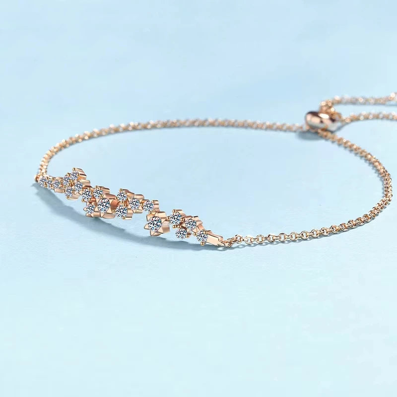 Pulseiras de ouro rosa 18K para mulheres, presente de aniversário para filha, casamento, diamante moissanite 0,585 ct, joias finas para namorada, presente para esposa