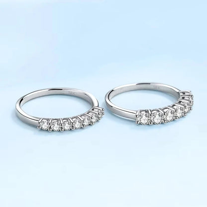 New Style 18K White Gold One Line Girl Birthday Gift Rings 0.28/0.7CT Moissanite Diamond PT950 Platinum Women Valentine's Day