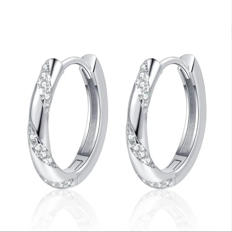 Brincos de argola de casamento em ouro branco 18K para o Dia dos Namorados, para meninas, 0,348 ct, moissanita, diamante, PT950, presente de aniversário em platina