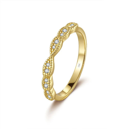 Women Wedding Band 18K Gold Valentine's Day Rings 0.15CT Moissanite Diamond Girl Birthday Fine Jewelry Daughter Christmas Gift