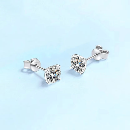 Engagement PT950 Platinum Earplug Stud Earrings Women Wedding 1/2CT Moissanite Diamond Girl Birthday Gift Daughter Fine Jewelry