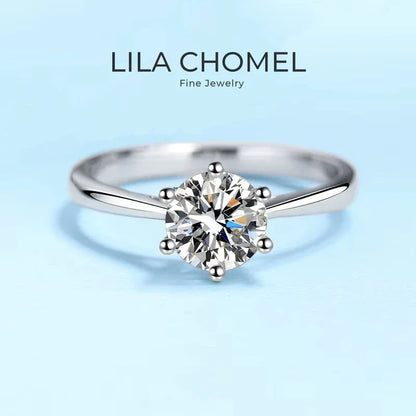 Women Engagement 18K White Gold Wedding Band 0.5/1/2CT VVS1 D Color Moissanite Diamond Girl Birthday Gift Rings Valentine's Day