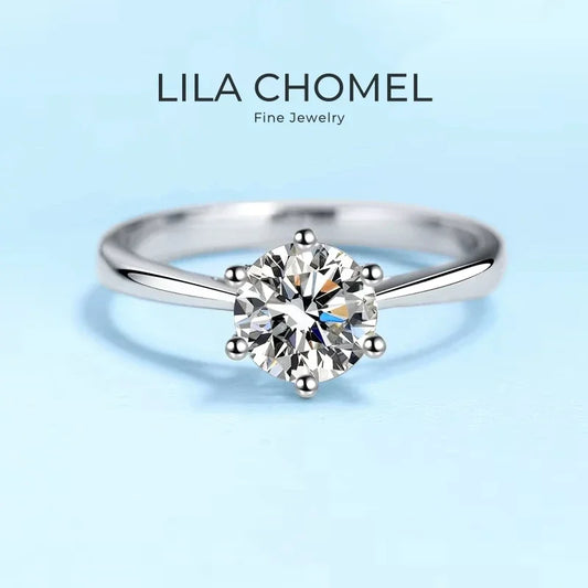 Women Engagement 18K White Gold Wedding Band 0.5/1/2CT VVS1 D Color Moissanite Diamond Girl Birthday Gift Rings Valentine's Day
