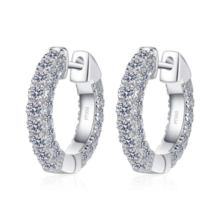 Valentine's Day Women PT950 Platinum Wedding Fine Jewelry Lady Hoop Earrings 1.92CT Moissanite Diamond Girlfriend Birthday Gift