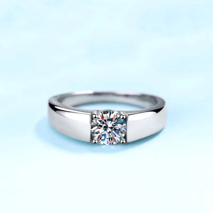 18K White Gold Wedding Band Moissanite Diamond Lover Rings Women Engagement Men 0.5/1CT Valentine's Day PT950 Girl Birthday Gift