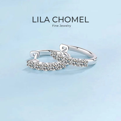 Engagement 18K White Gold Hoop Earrings for Women Wedding Party 1ct Moissanite Diamond Girlfriend Birthday Gift Daughter Jewelry