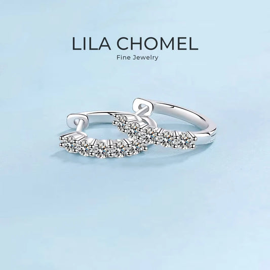 Engagement 18K White Gold Hoop Earrings for Women Wedding Party 1ct Moissanite Diamond Girlfriend Birthday Gift Daughter Jewelry