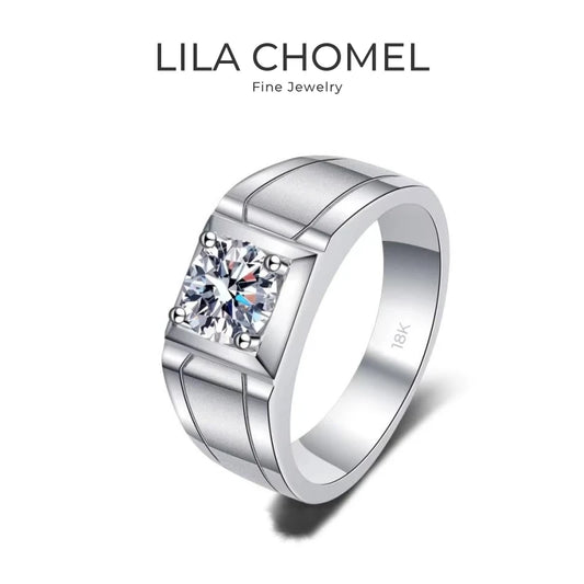 Engagement Rings 18K White Gold Men Wedding Band 1CT Moissanite Diamond PT950 Platinum Birthday Gift Boy Friend Valentine's Day