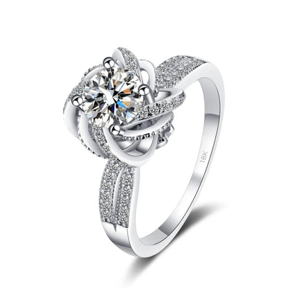 Designer Fine Jewelry Spiral Rose Girl Wedding Band 18K White Gold VVS1 D Color 1/2ct Moissanite Diamond Birthday Gift for Women