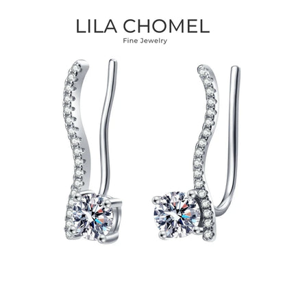 Girl Birthday Gift 18K White Gold Women Wedding Stud Earrings 1CT Moissanite Diamond Valentine's Day PT950 Platinum Fine Jewelry