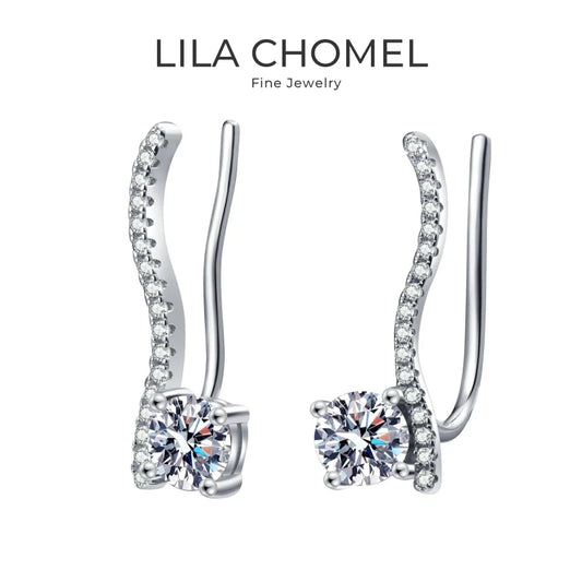 Girl Birthday Gift 18K White Gold Women Wedding Stud Earrings 1CT Moissanite Diamond Valentine's Day PT950 Platinum Fine Jewelry