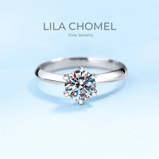 Classic Platinum Jewelry PT950 Female Rings Six Pronged 1/2/3/5carat VVS1 D Color Moissanite Diamond Best Wedding Ring for Women