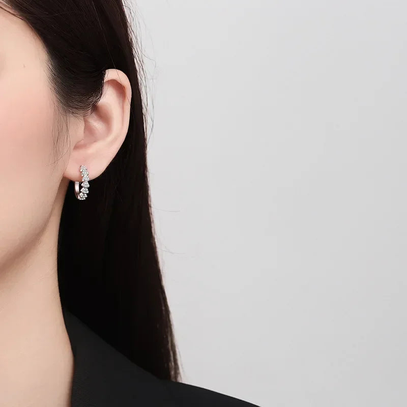 Girlfriend Birthday Gift Platinum PT950 Women Wedding Hoop Earrings Elegance Moissanite Diamond 0.35CT Engagement Fine Jewelry