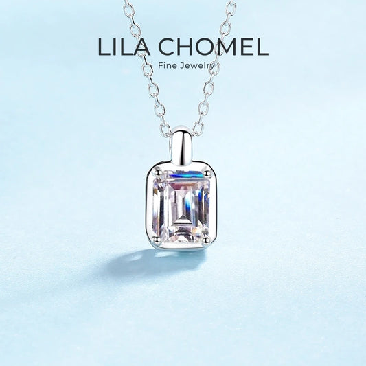 Daughter Adult's Day 18K White Gold Necklaces Girlfriend Birthday Gift 1/2CT Minimalist Square Pendant Women Valentine's Day Ins