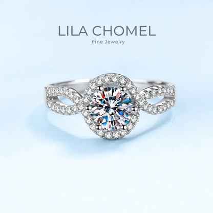 Designer Jewelry Exquisite 18K White Gold VVS1 D Color 0.5/1CT Moissanite Diamond Ring Ins Lady Style Best Anniversary for Women
