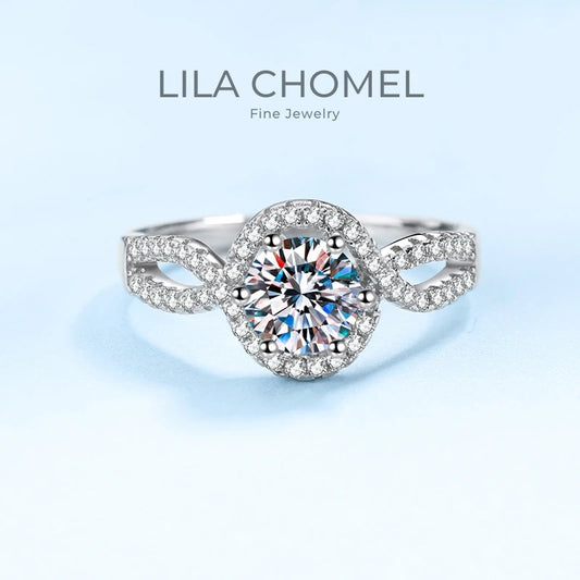 Designer Jewelry Exquisite 18K White Gold VVS1 D Color 0.5/1CT Moissanite Diamond Ring Ins Lady Style Best Anniversary for Women