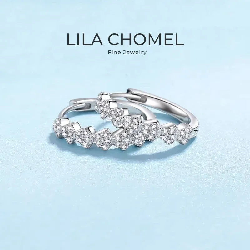 Girlfriend Birthday Gift Platinum PT950 Women Wedding Hoop Earrings Elegance Moissanite Diamond 0.35CT Engagement Fine Jewelry