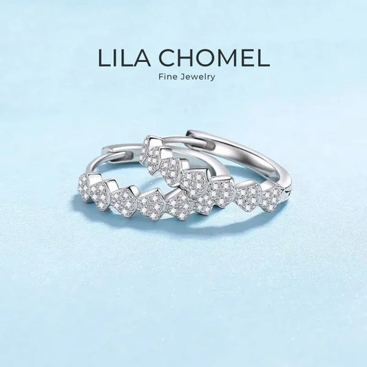Girlfriend Birthday Gift Platinum PT950 Women Wedding Hoop Earrings Elegance Moissanite Diamond 0.35CT Engagement Fine Jewelry