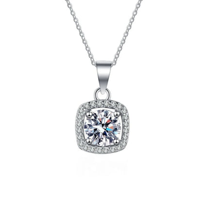 Colar de ouro branco 18K para noivado, joias finas para casamento, pingente de diamante de moissanita 1CT PT950, presente de aniversário para meninas