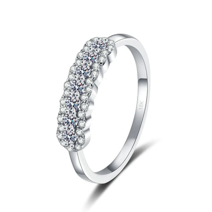 Anéis de ouro branco 18K da moda, presente de aniversário para filha, diamante moissanita de 0,37 quilates, joias finas para noivado, alianças de casamento femininas