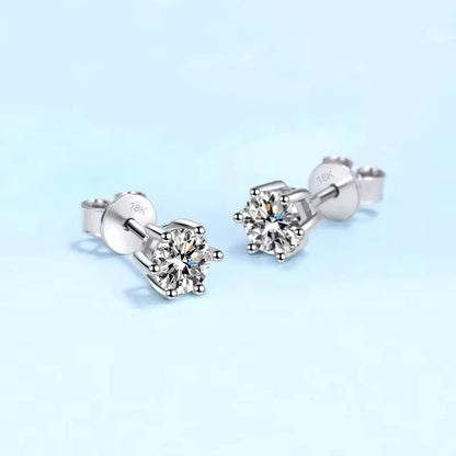 Girl Valentine's Day White Gold 18K Women Wedding Earplug Stud Earrings 0.3/0.5/1CT Moissanite Diamond Girlfriend Birthday Gift
