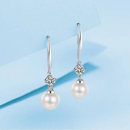 Engagement White Gold 18K Women Wedding Drop Earrings 0.6CT Moissanite Diamond Daughter Birthday Gift Girlfriend Valentine's Day