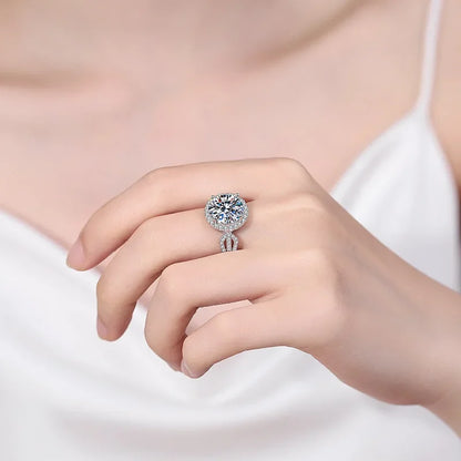 Women Valentine's Day 18K White Gold Wedding Band Jewelry Wife 5CT Moissanite Diamond Girl Birthday Gift PT950 Platinum Rings
