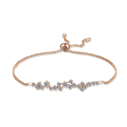 Pulseiras de ouro rosa 18K para mulheres, presente de aniversário para filha, casamento, diamante moissanite 0,585 ct, joias finas para namorada, presente para esposa