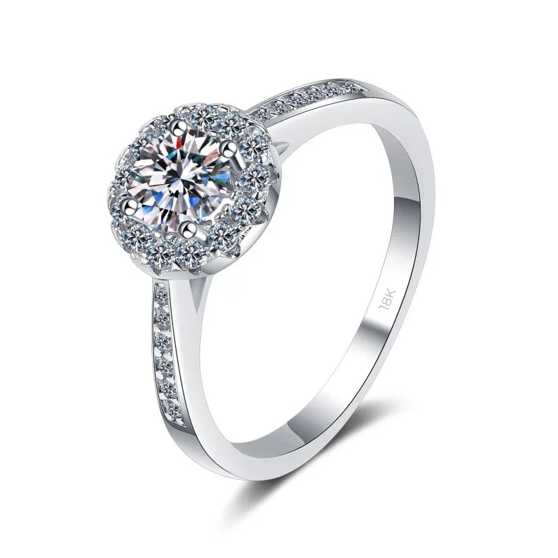 Engagement 18K White Gold Women Wedding Band 0.3/0.5/1/2CT Moissanite Diamond Girl Birthday Gift PT950 Platinum Valentine's Day