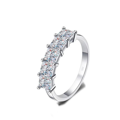Women Engagement 18K White Gold Wedding Band 5pcs Moissanite Diamond 2CT Wife Birthday Gift PT950 Platinum Girl Valentine's Day