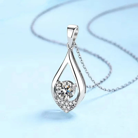 Lover Valentine's Day 18K White Gold Necklaces Women Wedding Moissanite Diamond 0.5CT Pendant PT950 Platinum Girl Birthday Gift