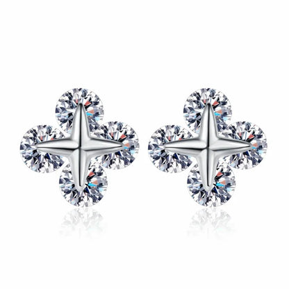 Daughter Adult's 18K White Gold Women Wedding Stud Earrings Valentine's Day 0.8Carat Moissanite Diamond Girlfriend Birthday Gift