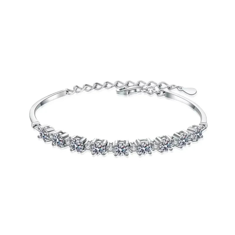 Pulseiras de casamento em ouro branco 18K com diamantes de moissanita 2,7 ct, presente de aniversário para meninas, dia dos namorados, joias finas de platina PT950