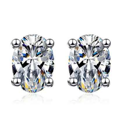 Valentine's Day PT950 Platinum Earplug Stud Earrings Girlfriend Engagement 0.5/1/2ct Oval Moissanite Diamond Women Birthday Gift