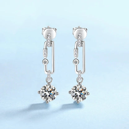 Lady Engagement Jewelry PT950 Platinum Tassel Long Style Drop Earrings Women Wedding 0.5CT Moissanite Diamond Girl Birthday Gift