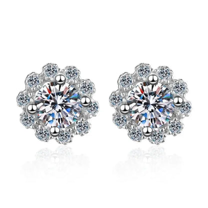WOMEN Wedding Jewelry Platinum PT950 Engagement Earplug Stud Earrings Adult's Day 0.5/1CT Moissanite Diamond Girl Birthday Gift