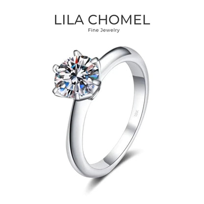 WOMEN Engagement Moissanite Diamond 18K White Gold Wedding Band 0.5/1/1.5/2/3/5CT VVS 1 D Color Six Pronged PT950 Platinum RINGS