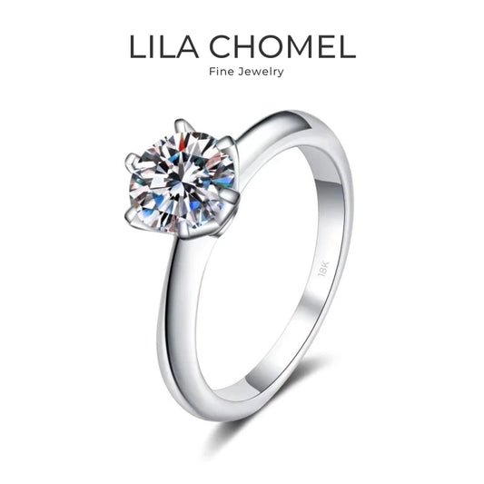 WOMEN Engagement Moissanite Diamond 18K White Gold Wedding Band 0.5/1/1.5/2/3/5CT VVS 1 D Color Six Pronged PT950 Platinum RINGS