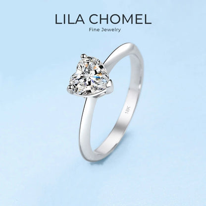 GirlFriend Birthday Gift 18K White Gold Women Wedding Band 0.5/1CT Heart Moissanite Diamond Valentine's Day PT950 Platinum Rings