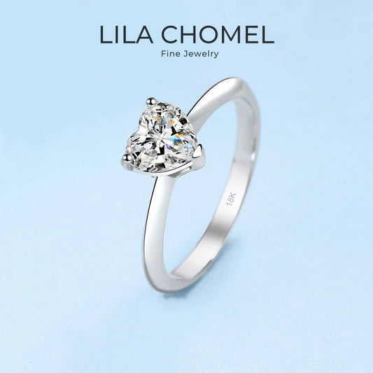 GirlFriend Birthday Gift 18K White Gold Women Wedding Band 0.5/1CT Heart Moissanite Diamond Valentine's Day PT950 Platinum Rings