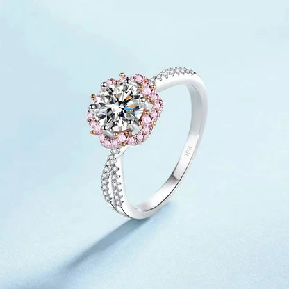 Lady Birthday Gift 18K White Gold Women Wedding Bands 1CT D Color Moissanite Diamond Girl Engagement Rings Daughter Fine Jewelry
