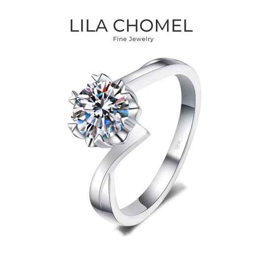 Women Wedding Band 18K White Gold Engagement Twisted Rings 0.5/1/2CT Moissanite Diamond Girlfriend PT950 Platinum Birthday Gift