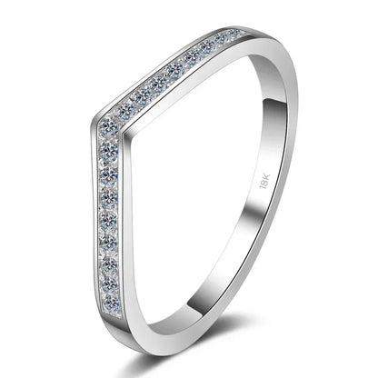 WOMEN Engagement Rings 18K White Gold Wedding Band Moissanite Diamond 0.14CT Girl Valentine's Day PT950 Platinum Birthday Gift