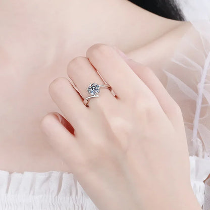 Women Wedding Band Twisted 18K White Gold Engagement Rings 0.5/1/2CT Moissanite Diamond Girlfriend Birthday Gift Fine Jewelry