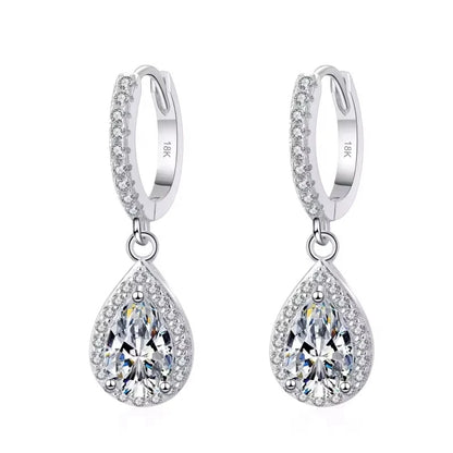Wedding 18K White Gold Drop Earrings Women Birthday Gift Water Drop 1/2CT Moissanite Diamond Girl Engagement Lady Fine Jewelry