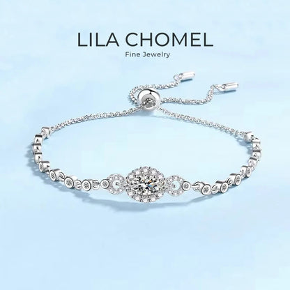 Engagement 18K White Gold Oval Bracelets Women's Birthday Gift Royal 0.5ct Moissanite Diamond Girl Wedding Fine Jewelry Daughter